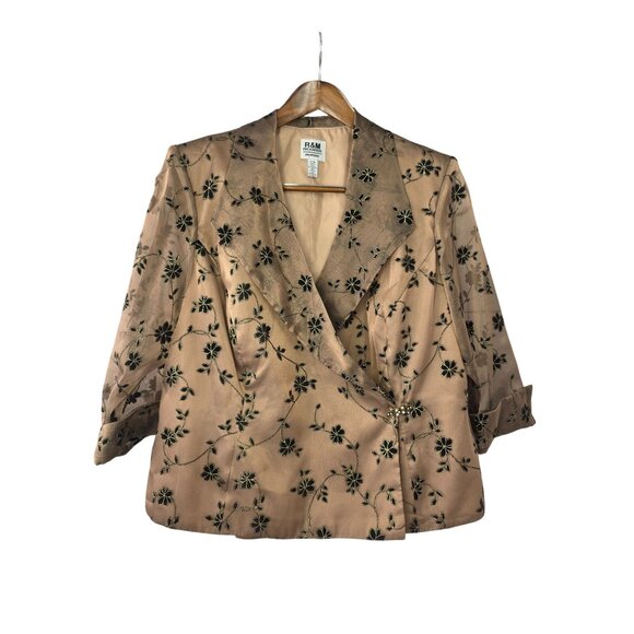 R&M Richards Plus 22W Floral Embroidered Sheer Jacket Blazer - Picture 5 of 12